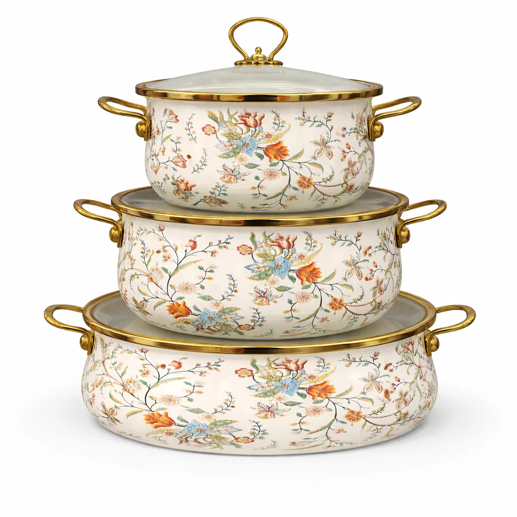 Elegant floral Enamel Set - Image 1