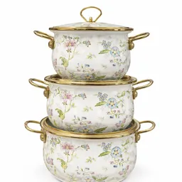 Elegant floral casserole Enamel Set