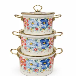 Enamel Casserole Bigflower Set