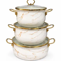 Elegant stack of marble Enamel Set
