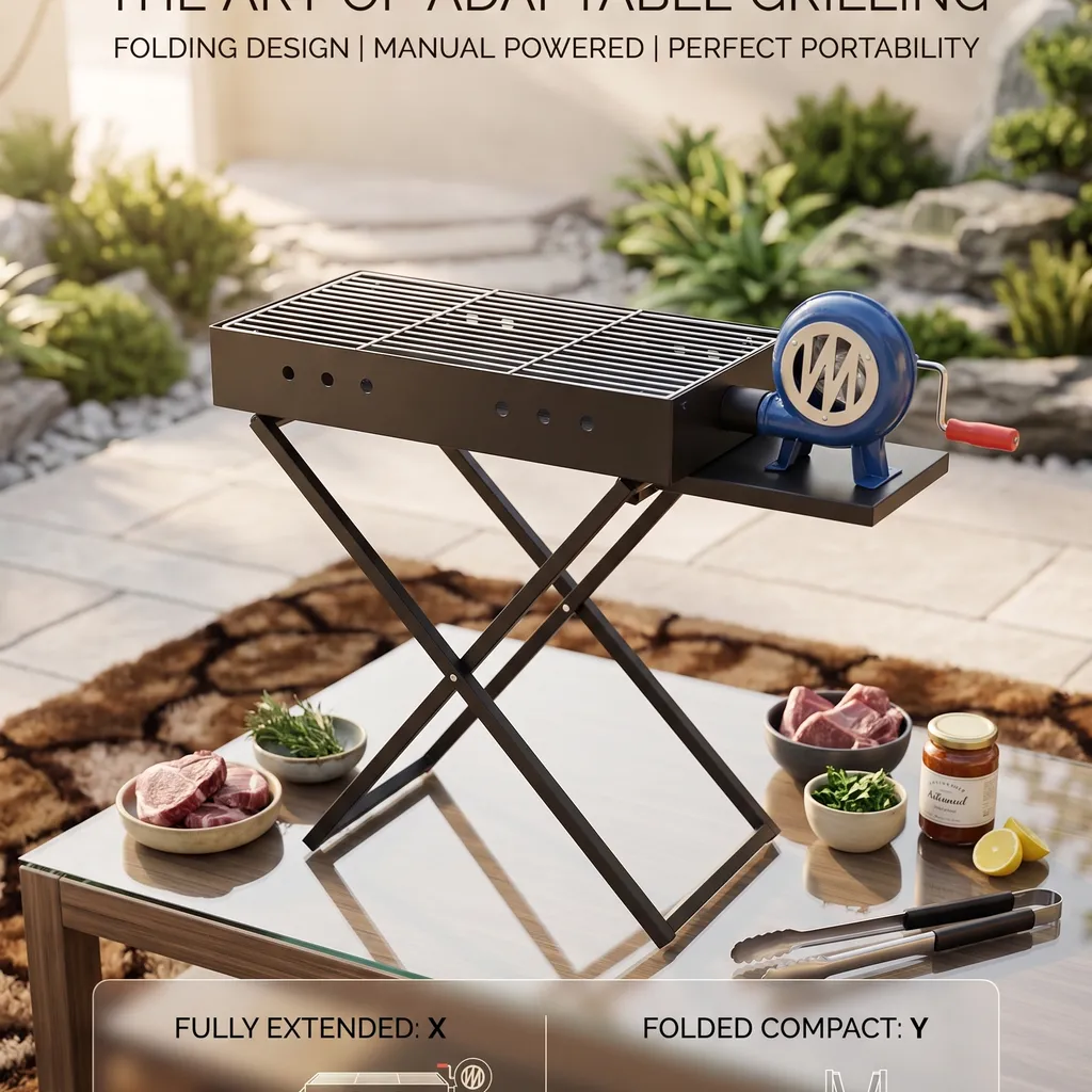 Premium Folding BBQ Machine With Manual Air Blower - Size: 90 × 32 × 16 CM - Image 1