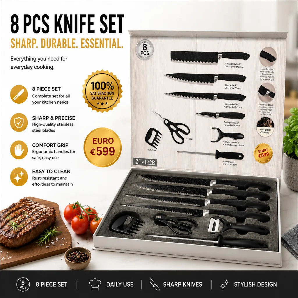 NV RoyalStone 8-Piece Premium Knife Set - Image 1